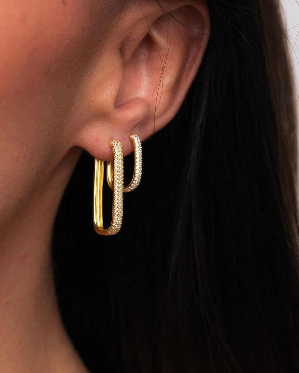 Petite Diamond Edge Hoops